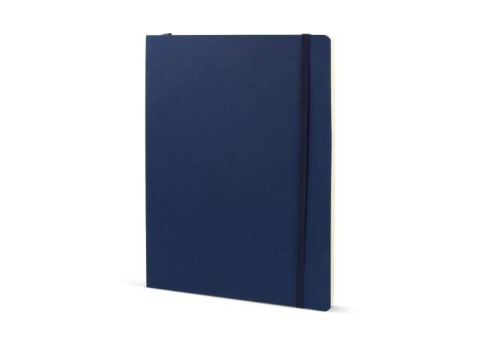 Carnet de notes en cuir recyclé publicitaire Midi Bleu foncé